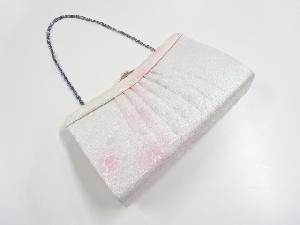 リサイクル　銀糸万寿菊模様織り出し和装バッグ